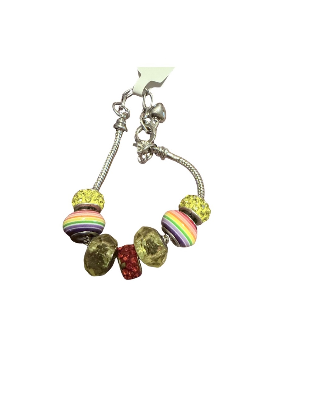 Colorful Bead Charm Bracelet in Yellow, Red, Multicolor